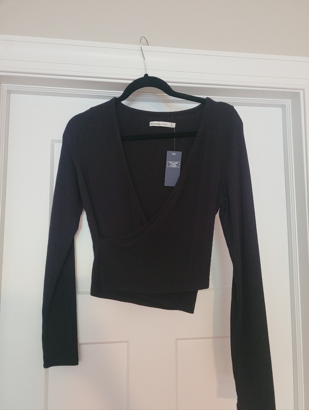 Black Cropped Wrap Top
